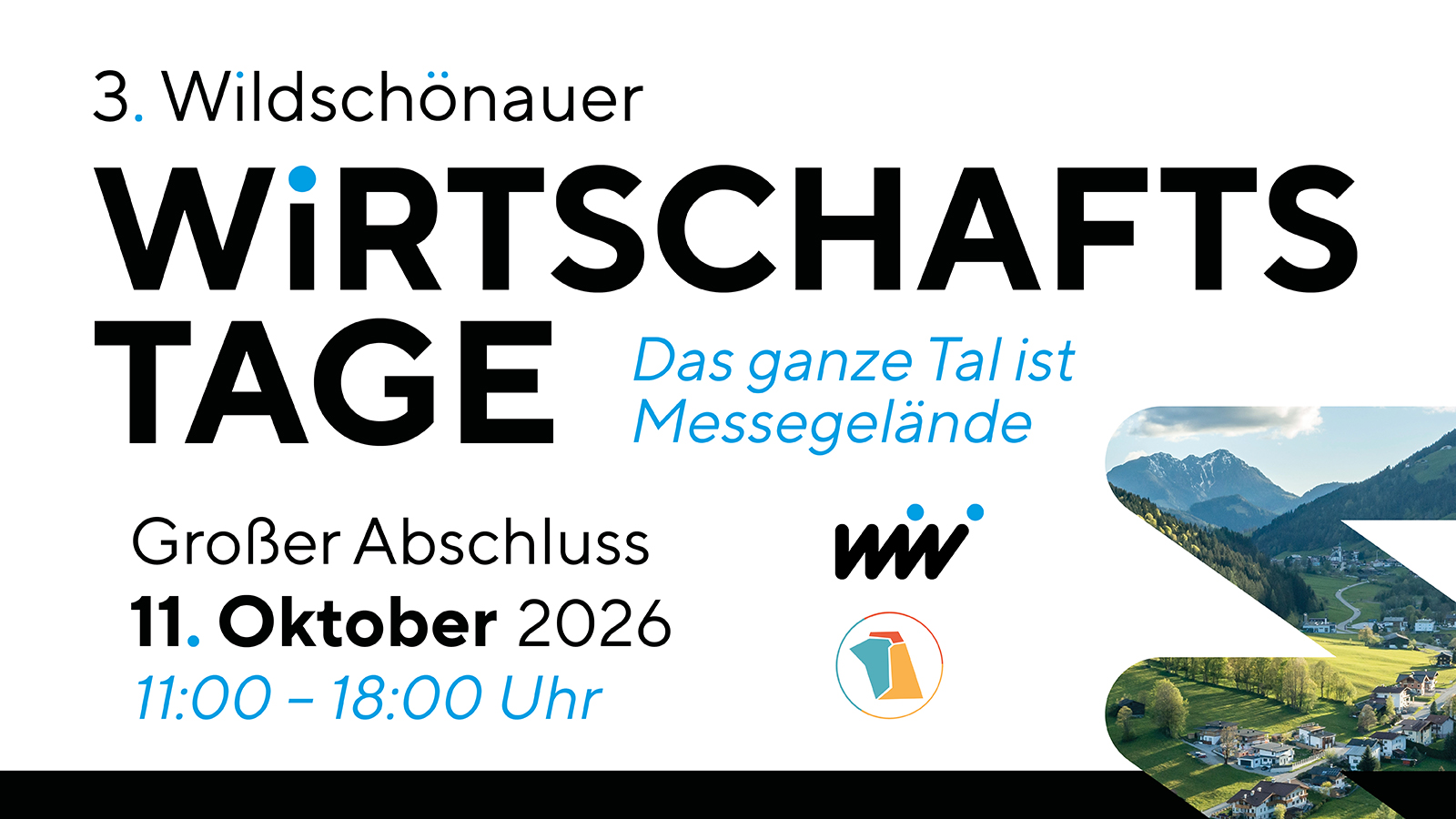 Wildschönauer Wirtschaftstage – Großer Abschluss am 11. Oktober 2026 von 11:00 bis 18:00 Uhr. Das ganze Tal ist Messegelände.