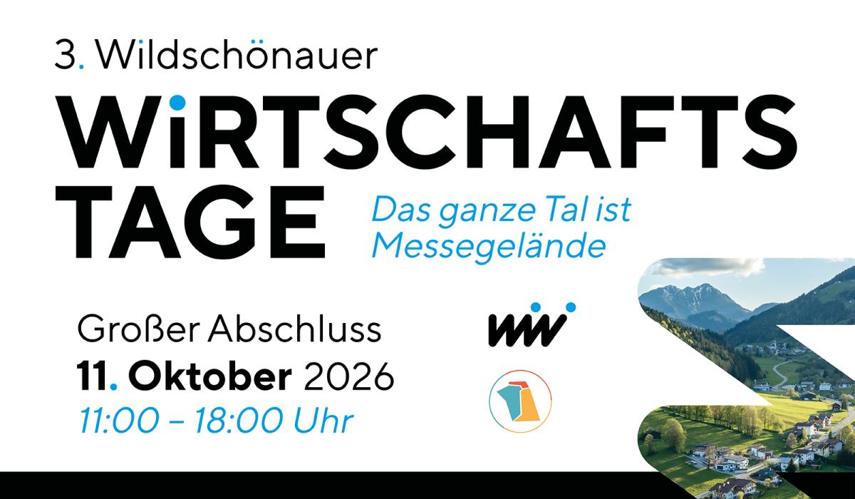 Wildschönauer Wirtschaftstage – Großer Abschluss am 11. Oktober 2026 von 11:00 bis 18:00 Uhr. Das ganze Tal ist Messegelände.